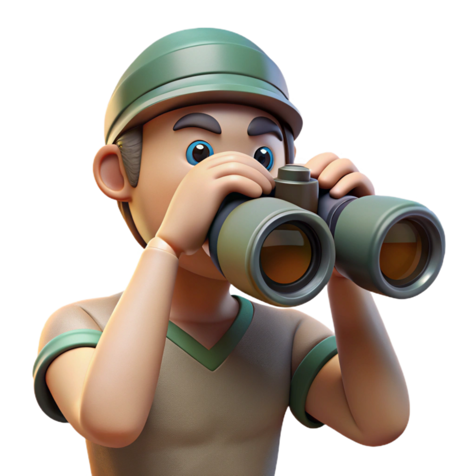serene minimalist Person Birdwatching with Binoculars Isolated professional png