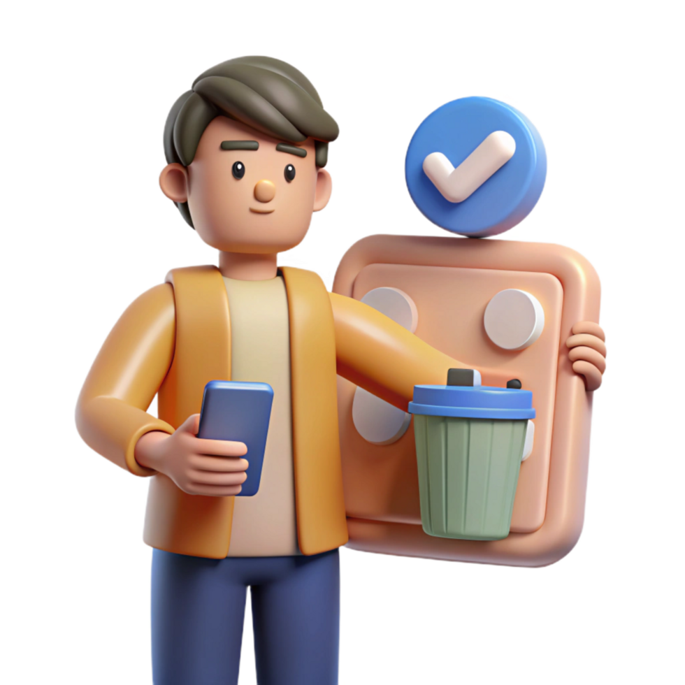 elegant rustic Person Deleting Social Media App Cutout professional png