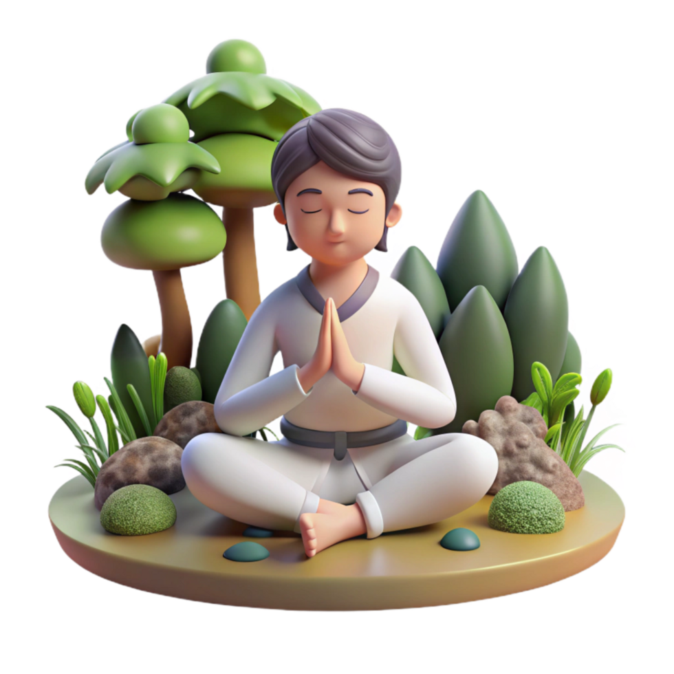 serene minimalist Person Meditating in Forest Isolated Mindful Moment high resolution png