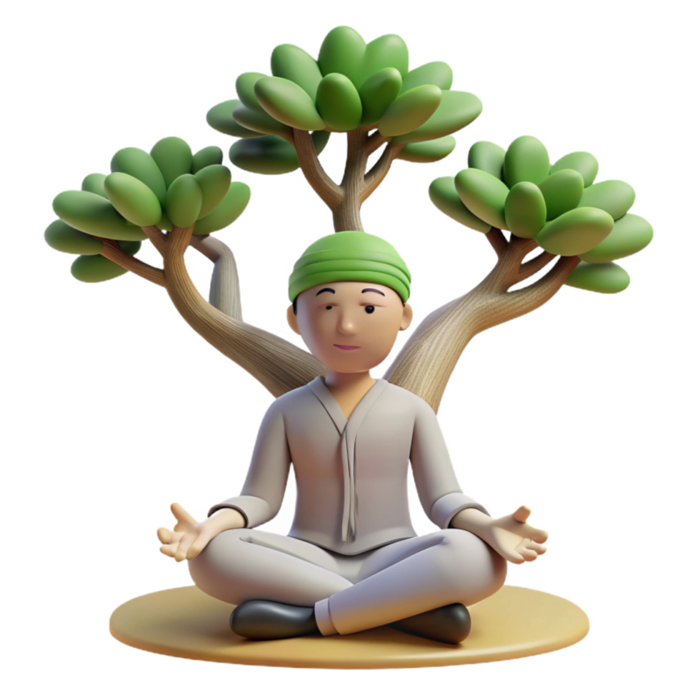 vibrant contemporary Person Meditating Under Tree Isolated Transparent Background Serene Pose exclusive png
