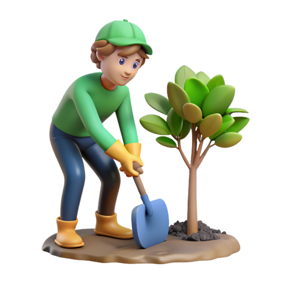 vibrant creative Person Planting Tree Transparent Background high quality png