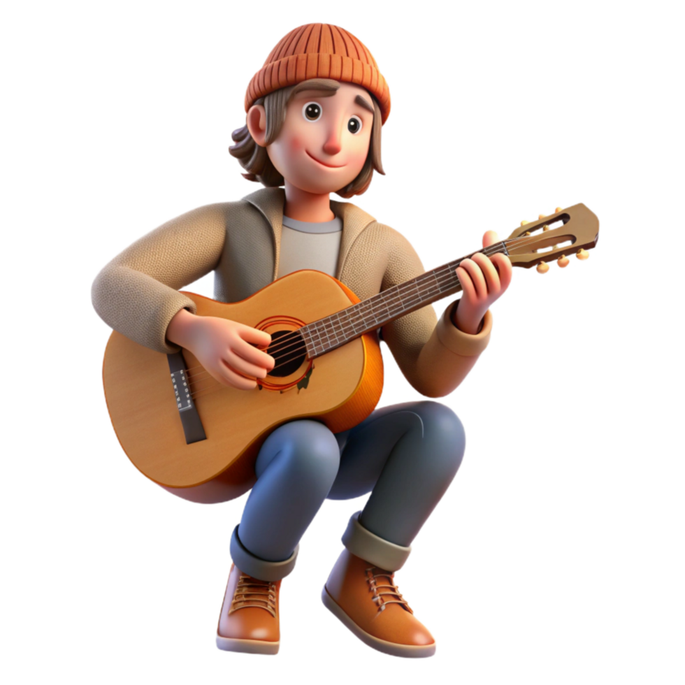 impressive contemporary Person Playing Acoustic Guitar Isolated genuine png