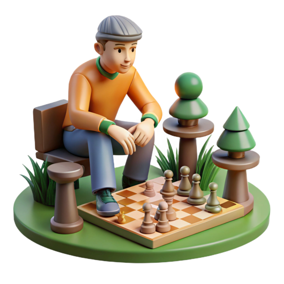 magnificent modern Person Playing Chess in Park Isolated high quality png