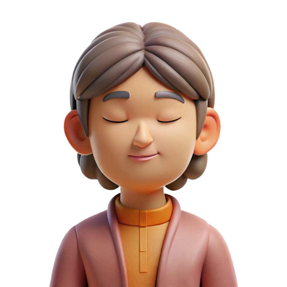 vibrant classic Person Practicing Mindfulness with Closed Eyes Isolated detailed png