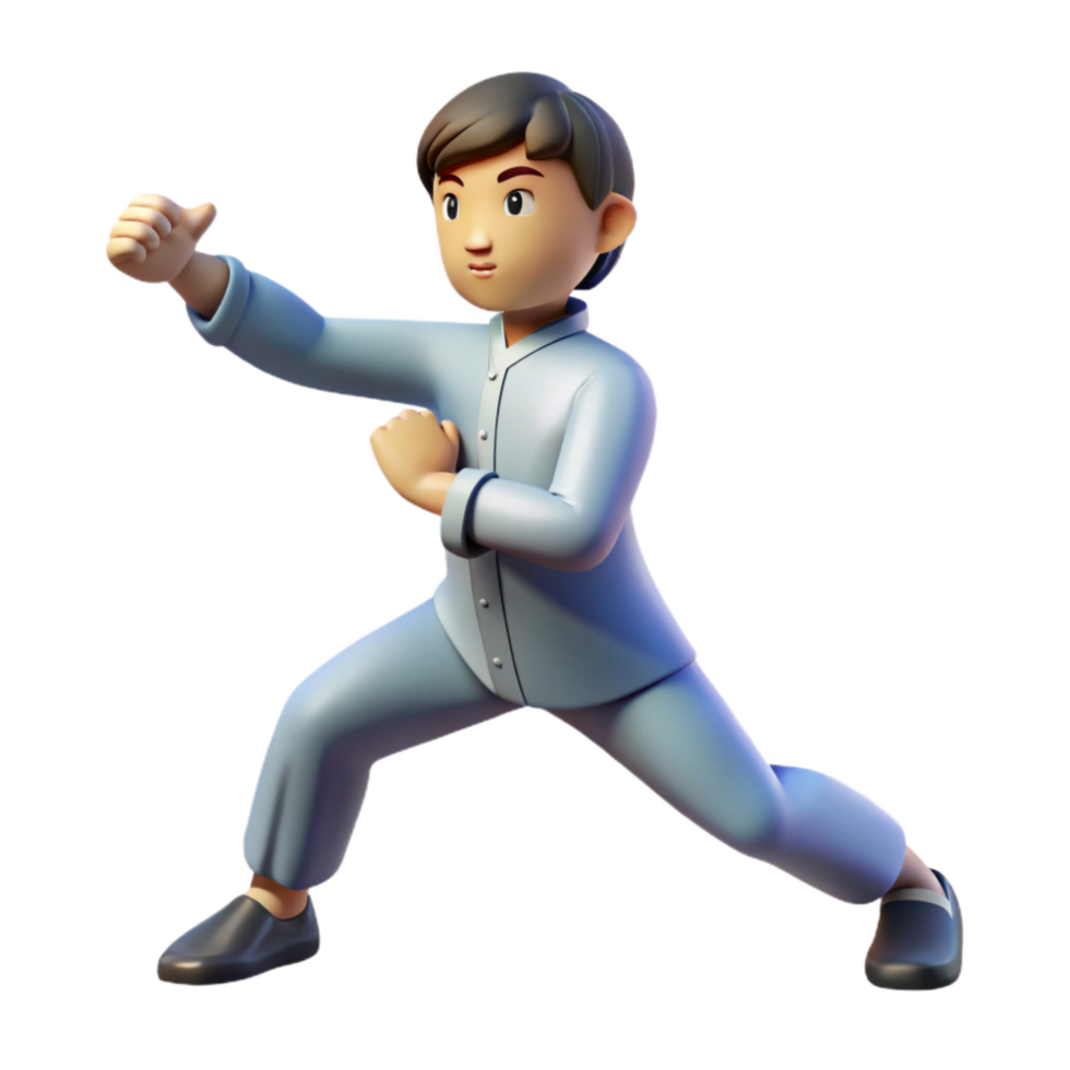 serene modern Person Practicing Tai Chi in Park Transparent Background genuine png
