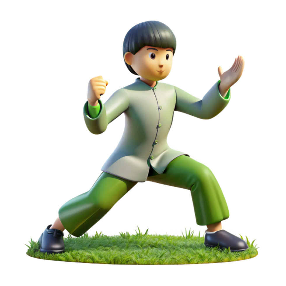 beautiful vintage Person Practicing Tai Chi in Park Transparent Background high quality png