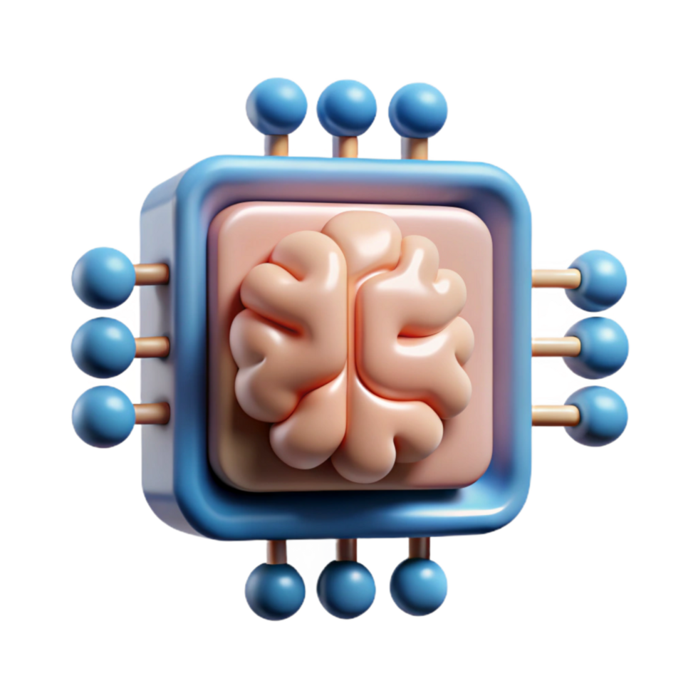 elegant vintage Quantum Artificial Intelligence Icon with Brain and Circuitry exclusive png
