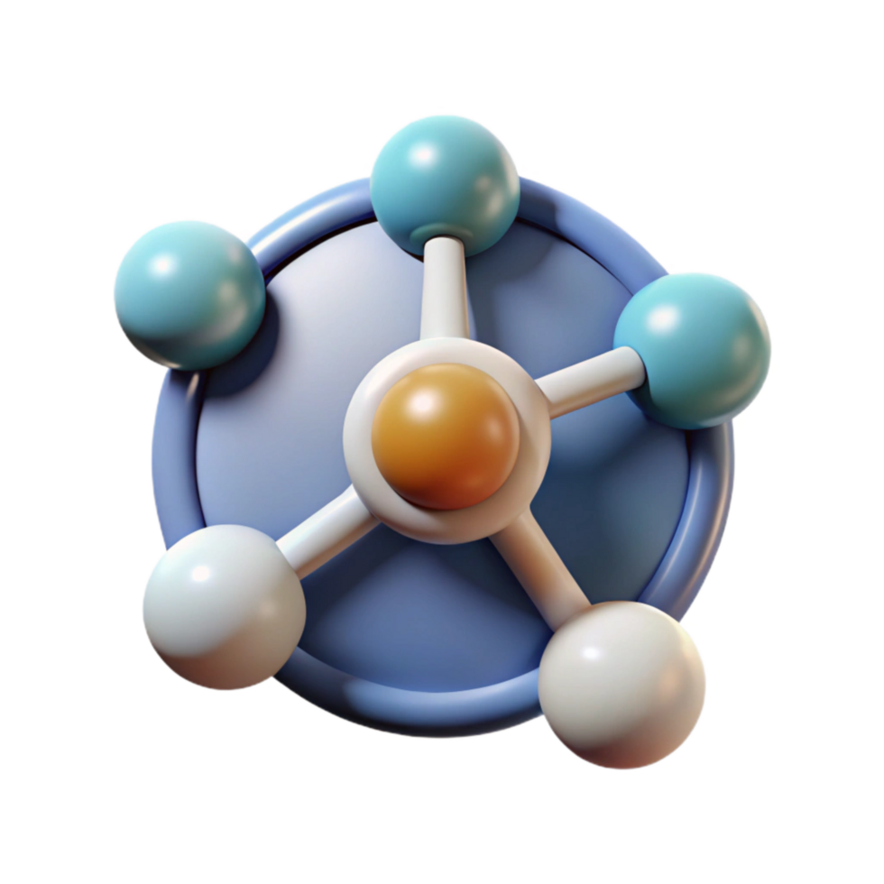 wonderful creative Quantum Chemistry Research Icon Cutout with Molecules and Bonds exclusive png