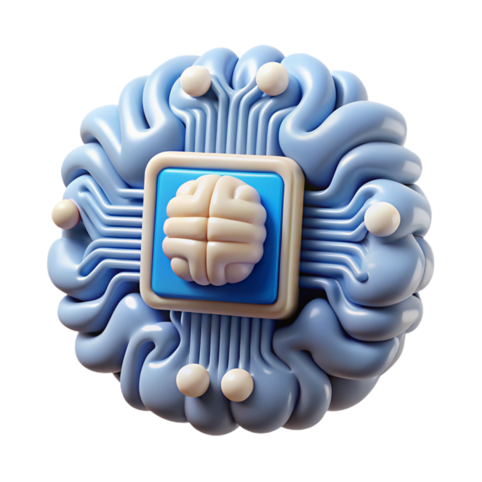 extraordinary traditional Quantum Artificial Intelligence Icon with Brain and Circuitry high quality png