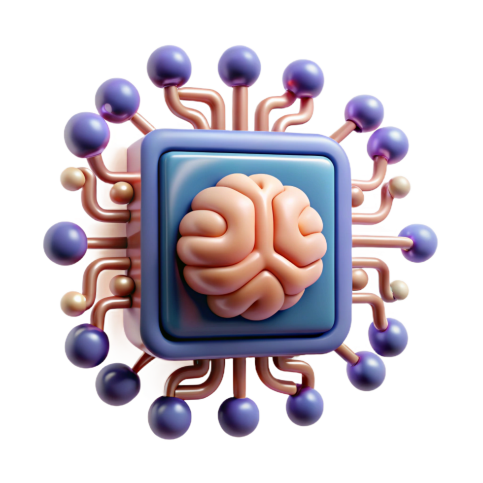 stunning minimalist Quantum Artificial Intelligence Icon with Brain and Circuitry original png