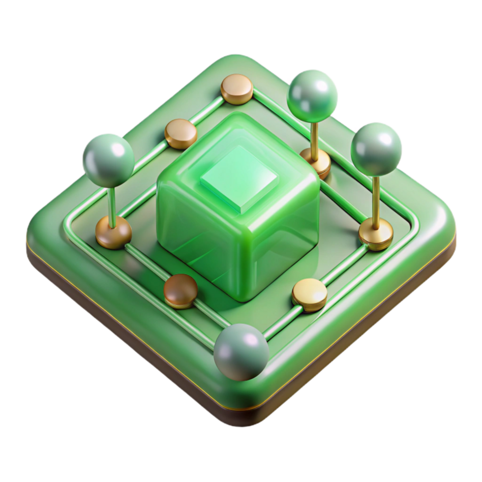 elegant minimalist Quantum Communication Network Green Circuit Transparent Background premium png