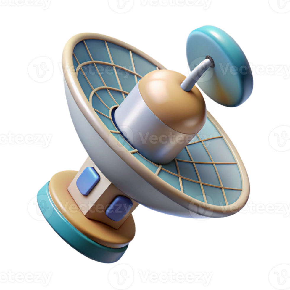 extraordinary contemporary Quantum Communications Satellite Icon with Antenna high quality png