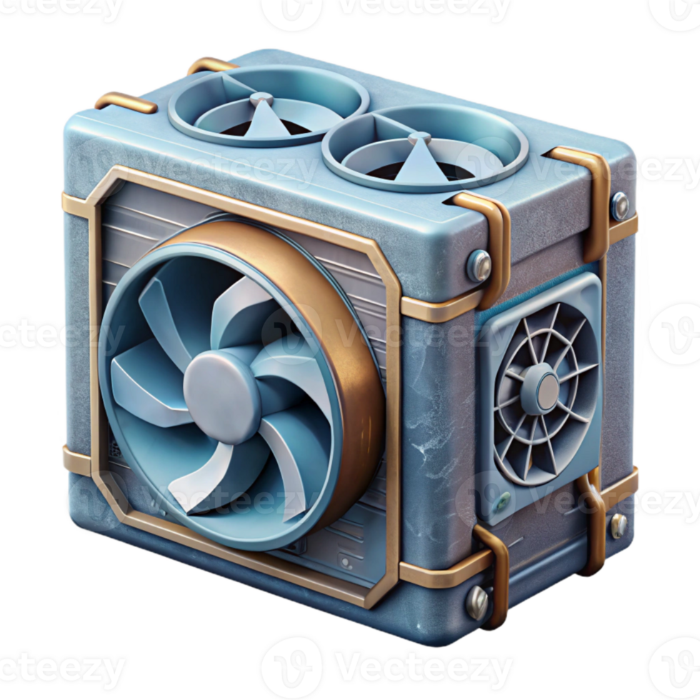 serene artistic Quantum Computer Cooling System Cutout with Fans and Vents original png