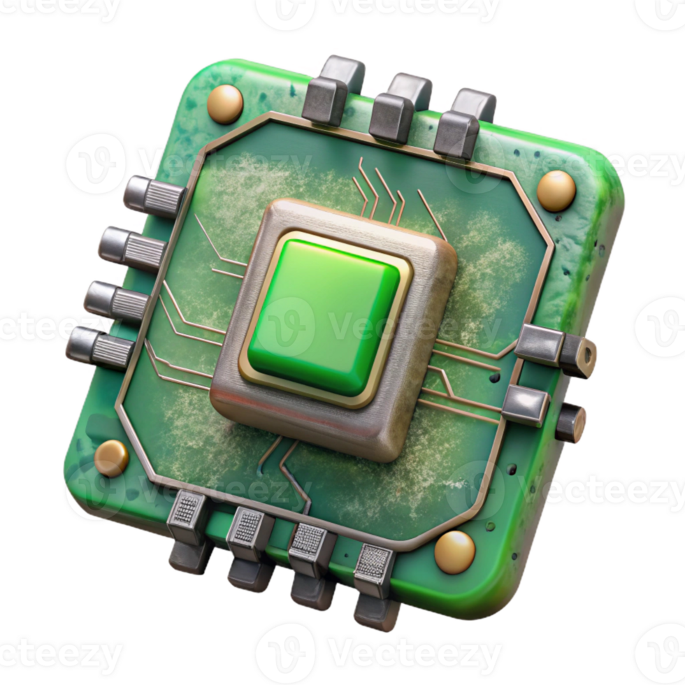 stunning modern Quantum Computer Motherboard Cutout with Green Circuitry professional png
