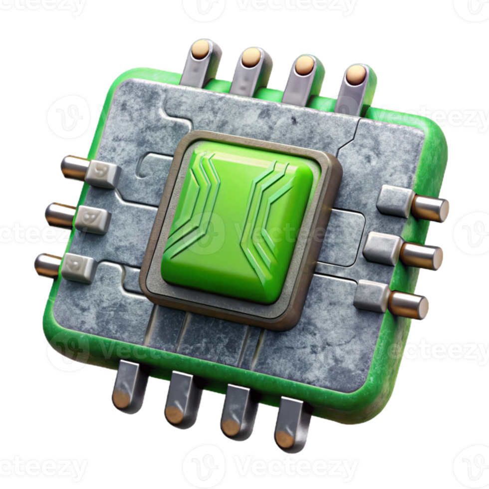 impressive creative Quantum Computer Motherboard Cutout with Green Circuitry premium png