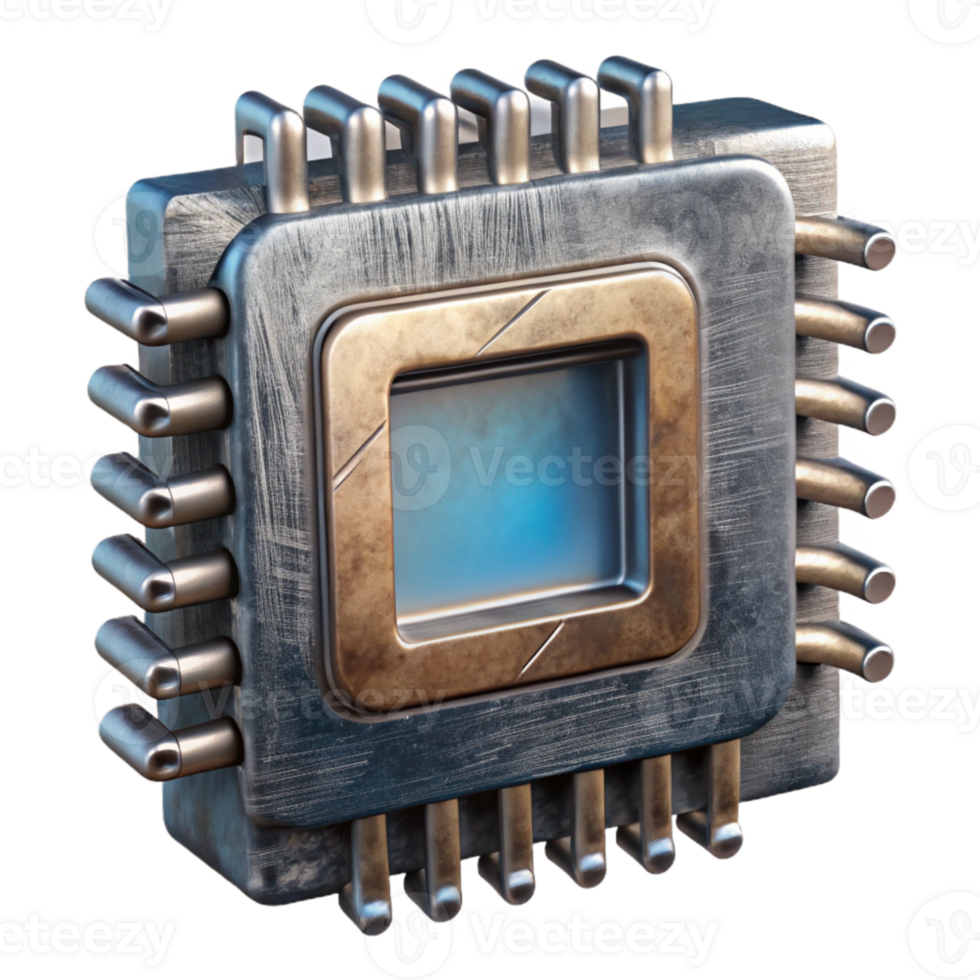 magnificent minimalist Quantum Computer Processor Cutout with Metallic Finish exclusive png