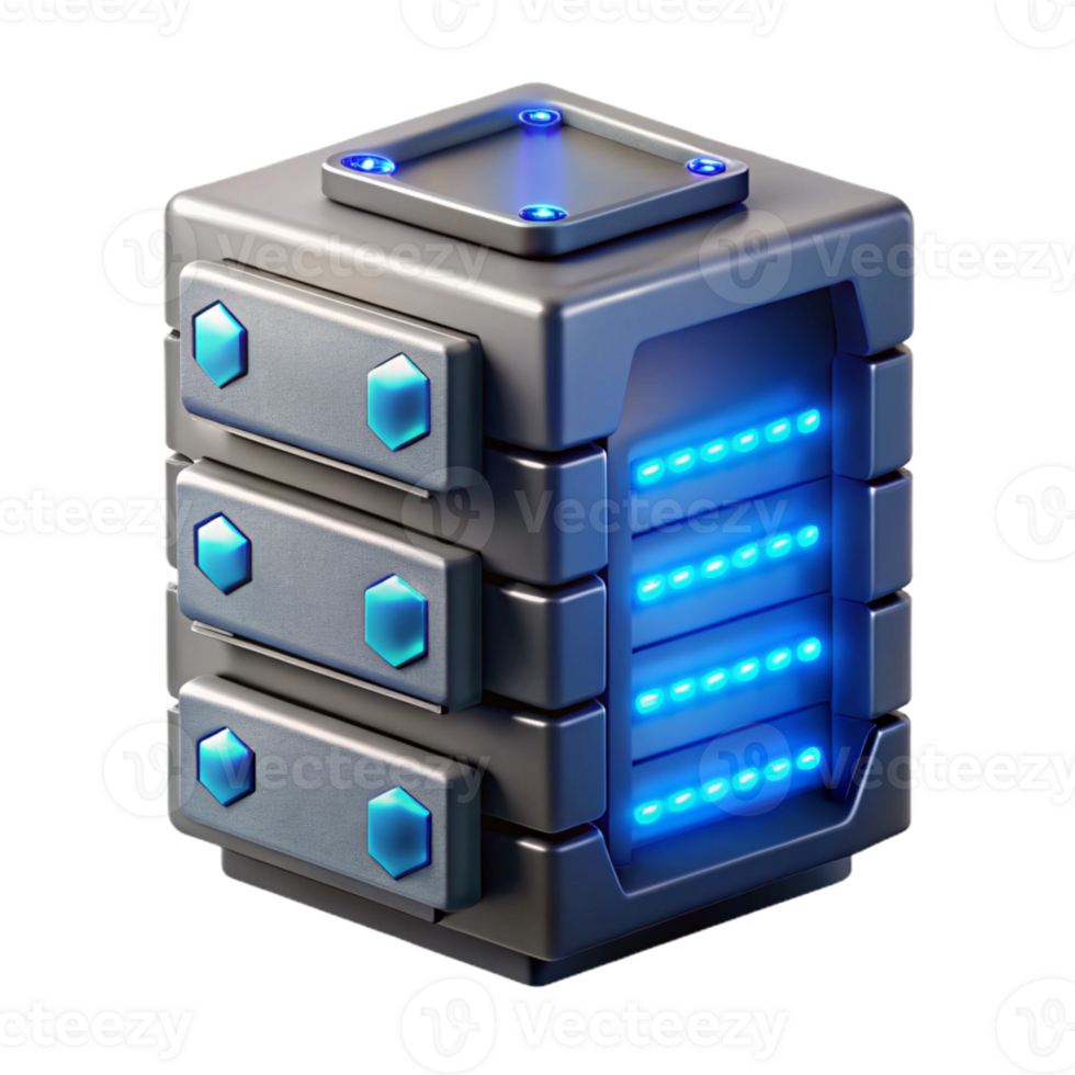 vibrant contemporary Quantum Computer Server Rack Cutout with Blue Leds professional png