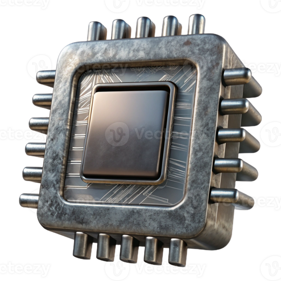 dramatic contemporary Quantum Computer Processor Cutout with Metallic Finish png