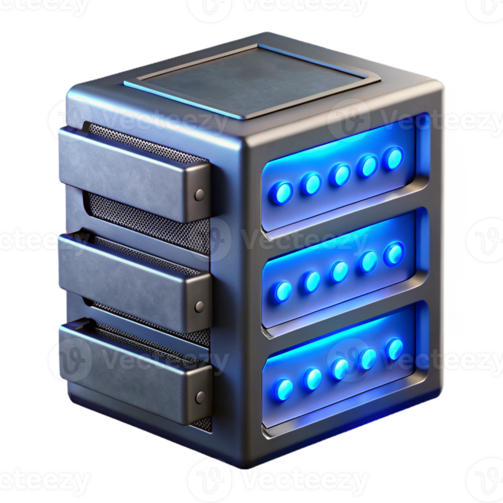 stunning classic Quantum Computer Server Rack Cutout with Blue Leds authentic png
