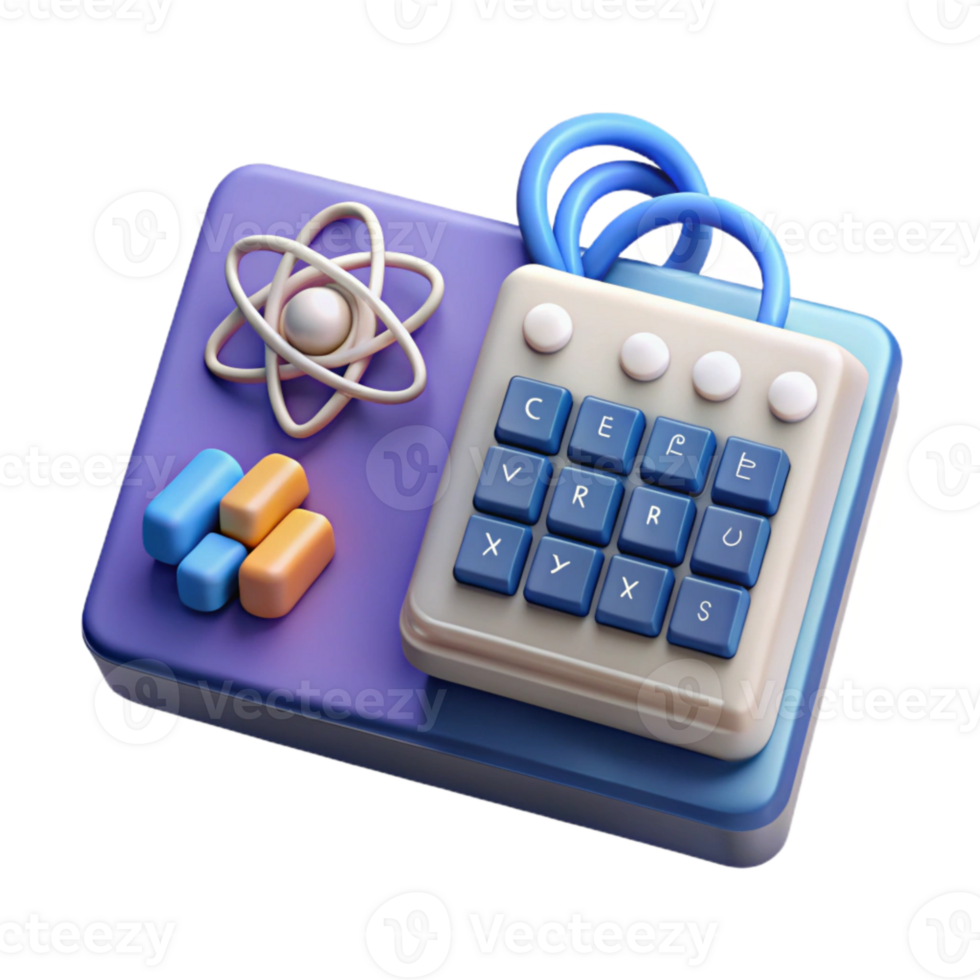 magnificent contemporary Quantum Computer Programming Icon Cutout with Keyboard detailed png