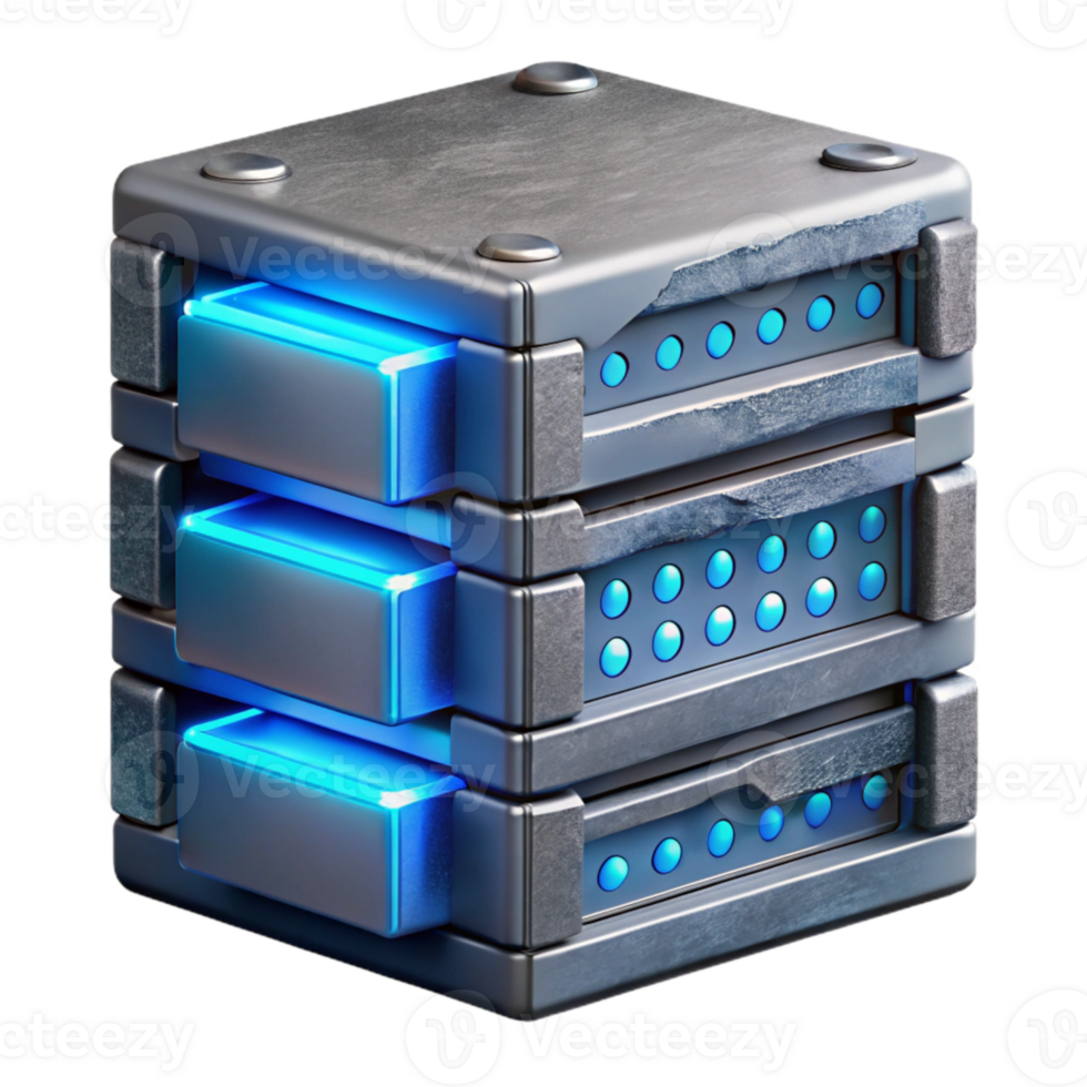 extraordinary abstract Quantum Computer Server Rack Cutout with Blue Leds high resolution png