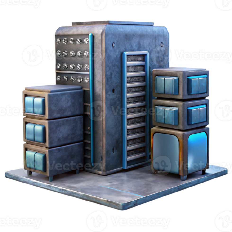 impressive classic Quantum Computer Server Room Cutout with Racks and Servers high resolution png