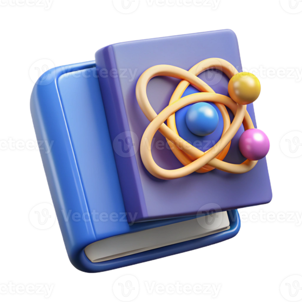 dramatic contemporary Quantum Computing Education Icon Cutout with Book and Atom genuine png