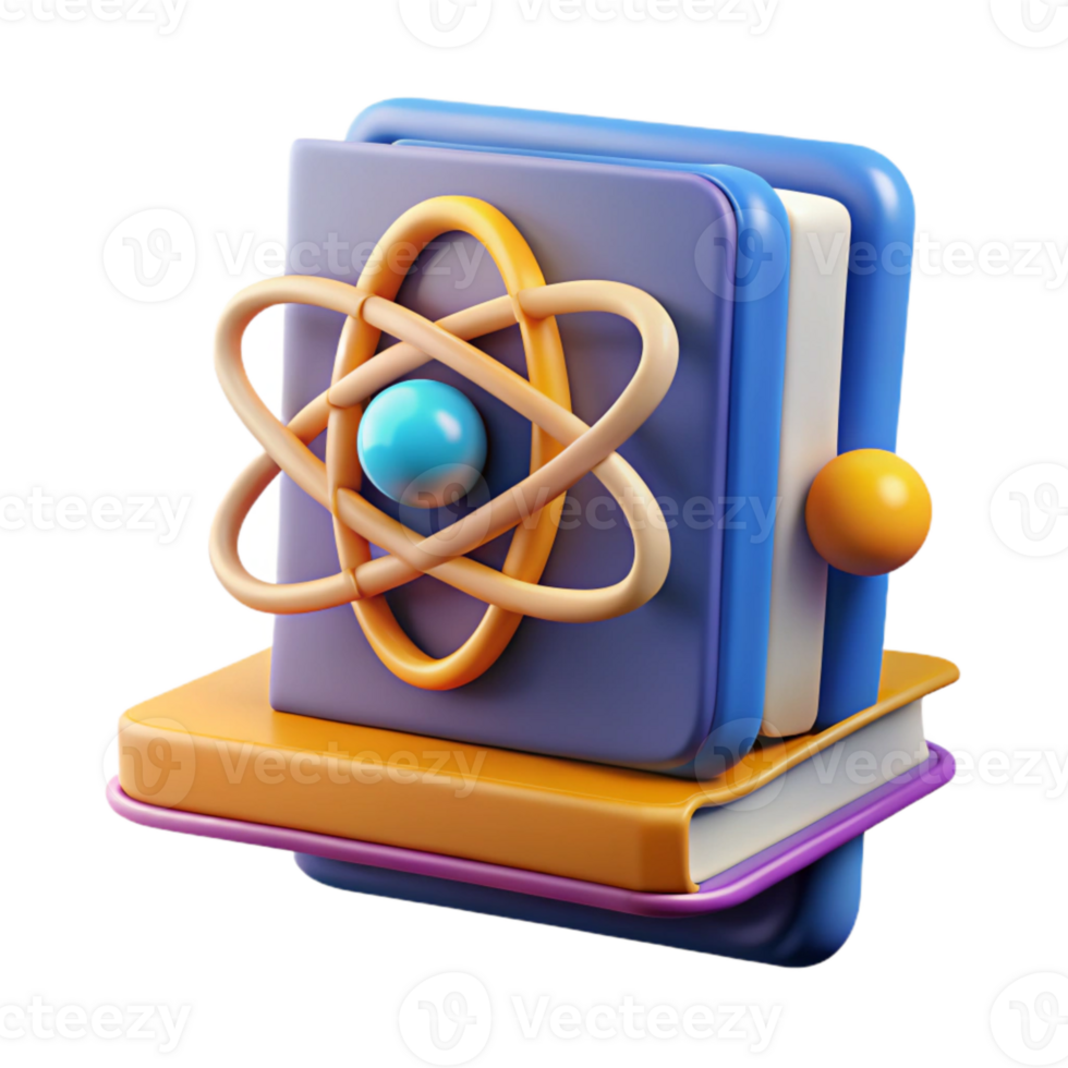 serene traditional Quantum Computing Education Icon Cutout with Book and Atom original png