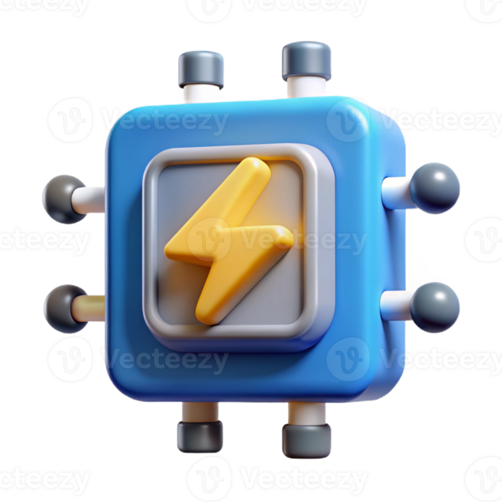 wonderful vintage Quantum Computing Power Icon Cutout with Lightning Bolt png