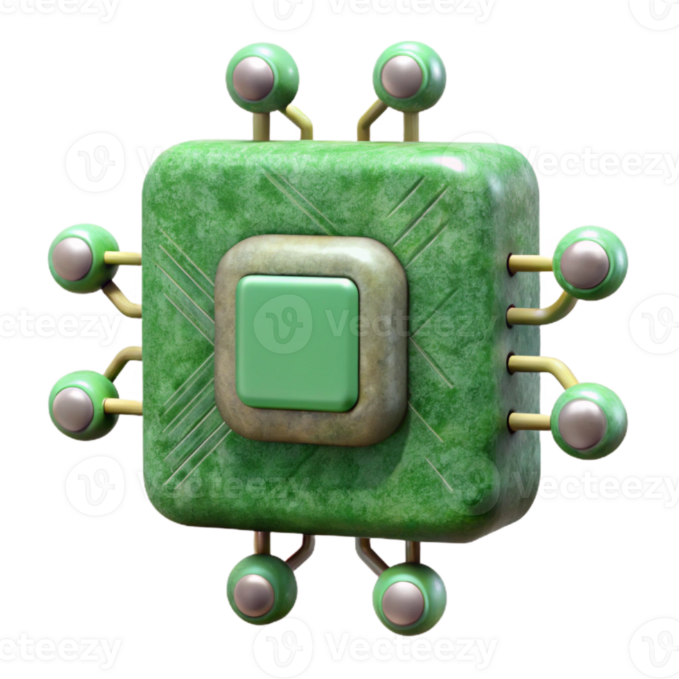 elegant minimalist Quantum Computing Network Node Green Circuit Isolated detailed png