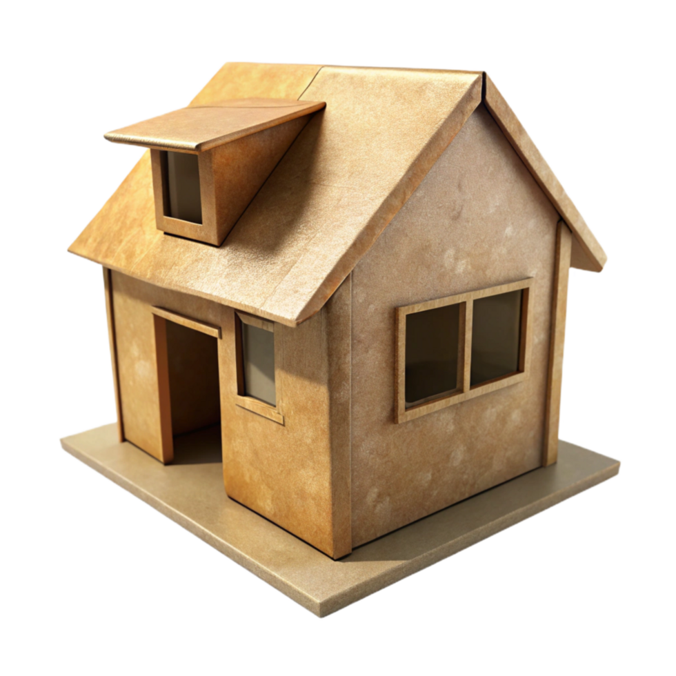 dramatic abstract Recycled Cardboard Box Dollhouse Isolated with Shadow genuine png