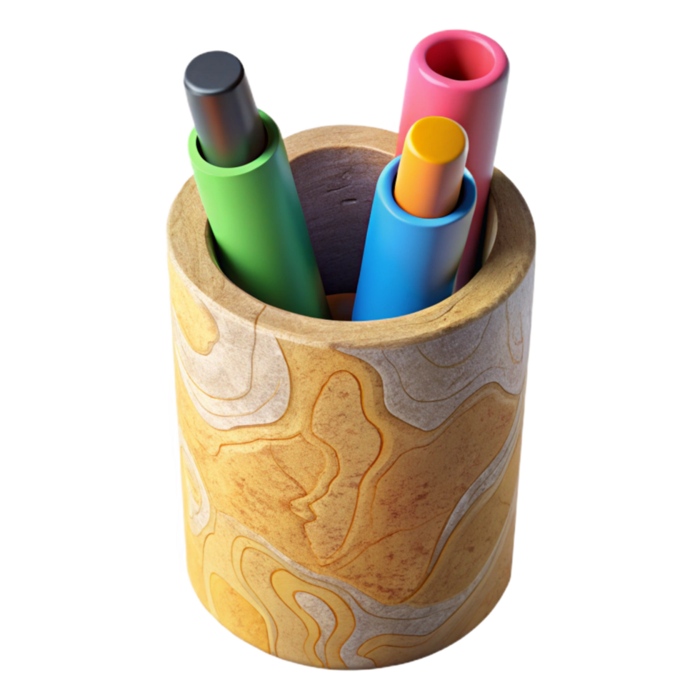 impressive classic Recycled Cardboard Tube Pencil Holder Isolated with Colorful Design professional png
