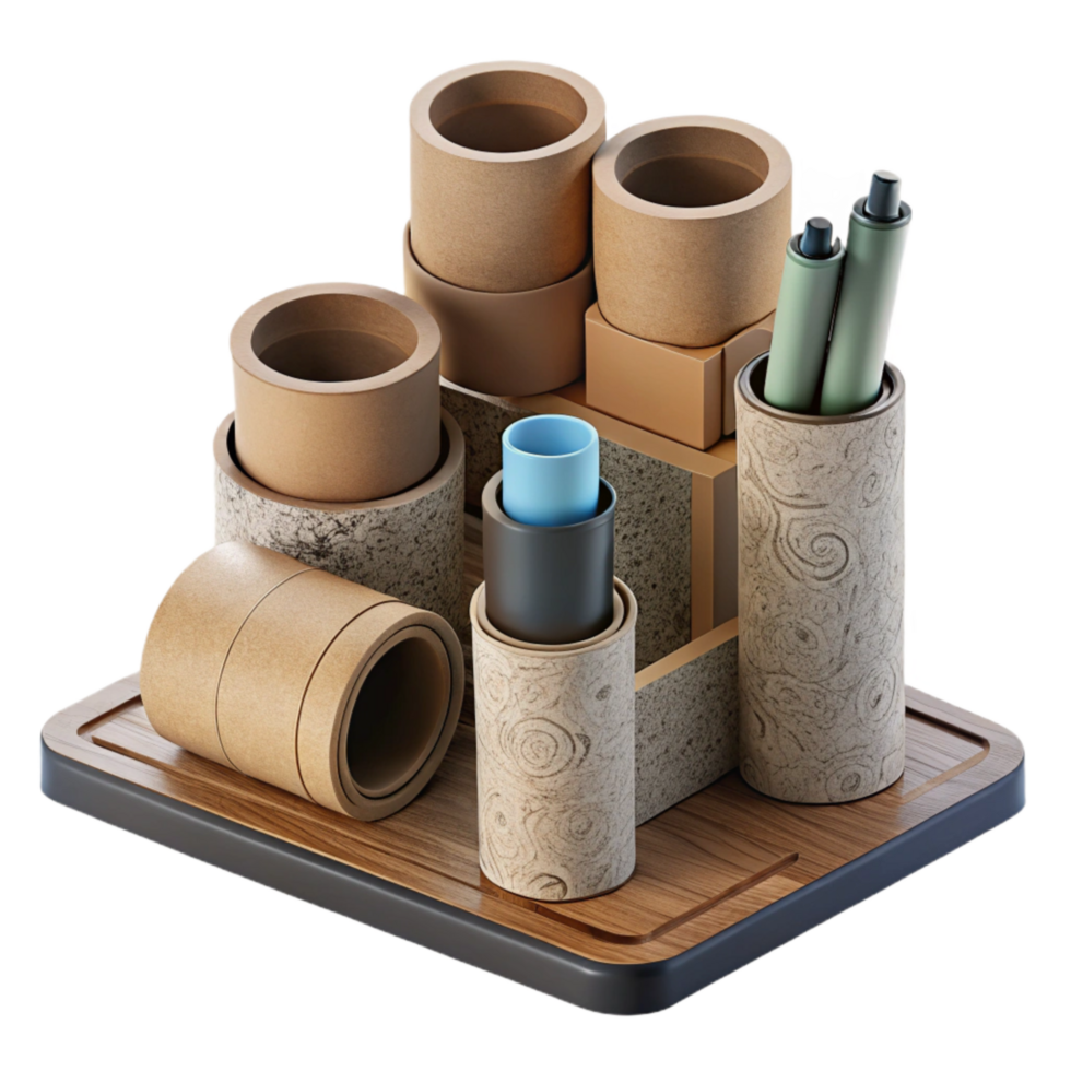 stunning traditional Recycled Cardboard Tube Storage Containers Organized Desk Isolated original png