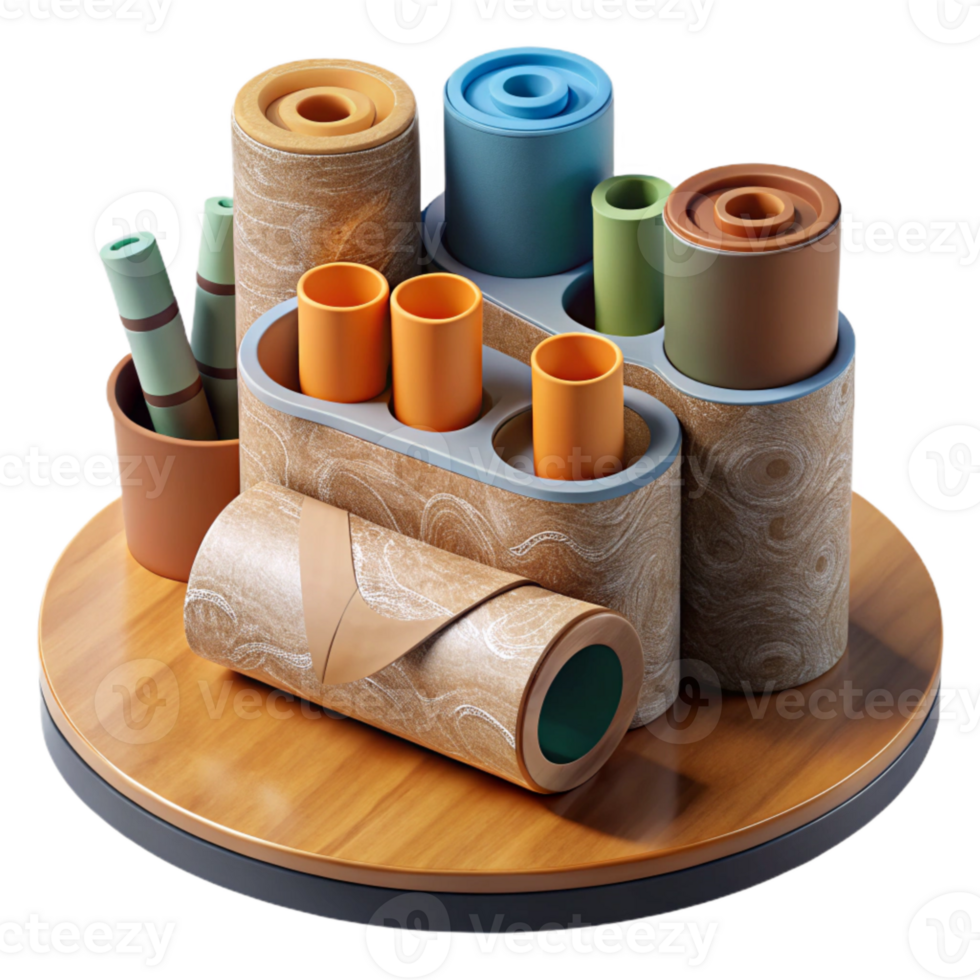 stunning contemporary Recycled Cardboard Tube Storage Containers Organized Desk Isolated premium png