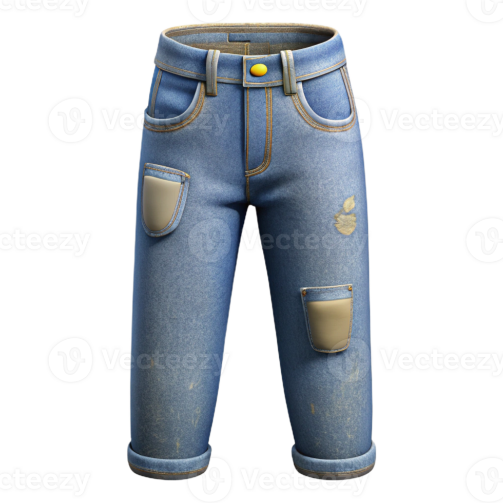 extraordinary artistic Recycled Denim Jeans Front View Isolated png