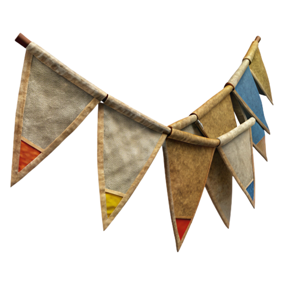 dramatic rustic Recycled Fabric Scrap Bunting Banner Isolated exclusive png
