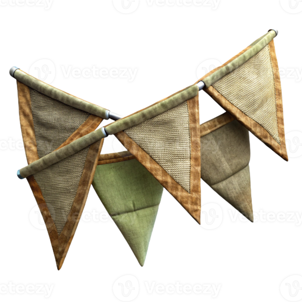 dramatic artistic Recycled Fabric Scrap Bunting Banner Isolated png