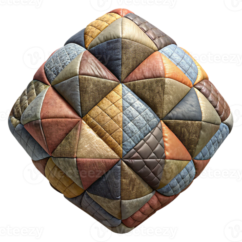 impressive traditional Recycled Fabric Patchwork Quilt Square Isolated exclusive png
