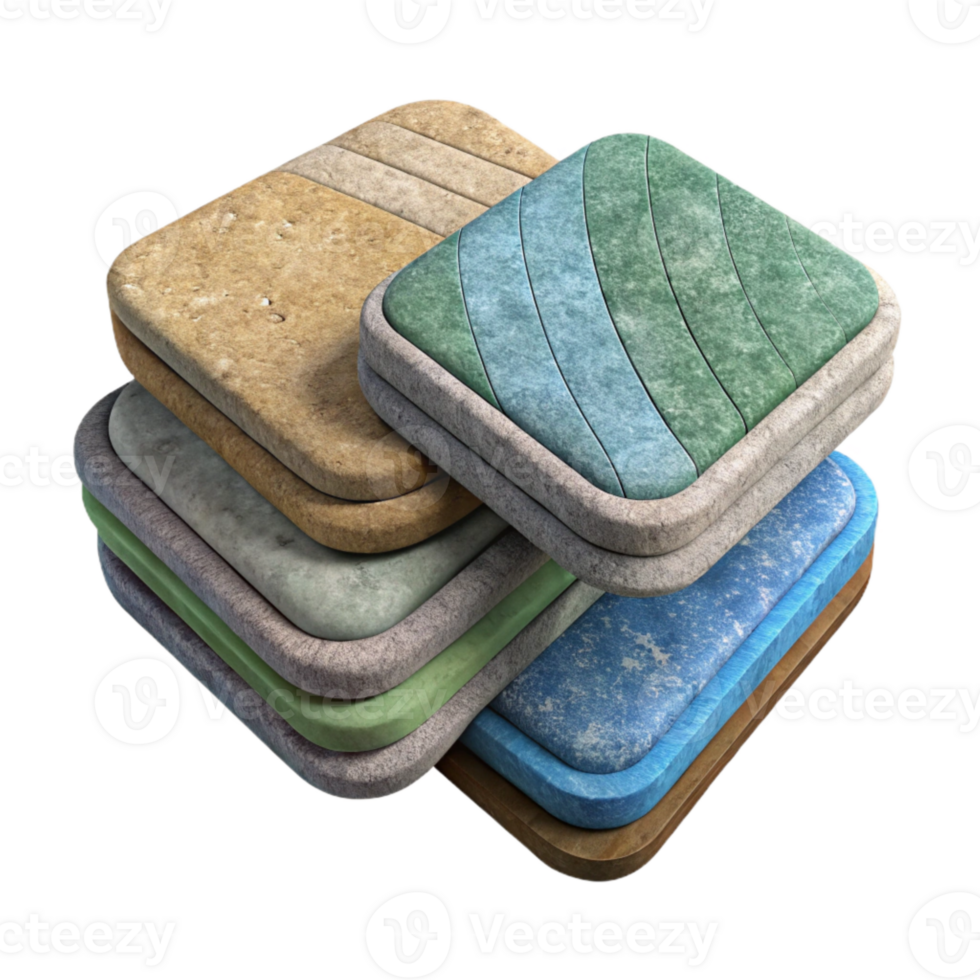 wonderful minimalist Recycled Fabric Scrap Coasters Set of Four Isolated original png