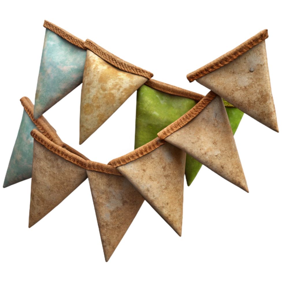 dramatic abstract Recycled Fabric Scrap Bunting Banner Isolated high resolution png
