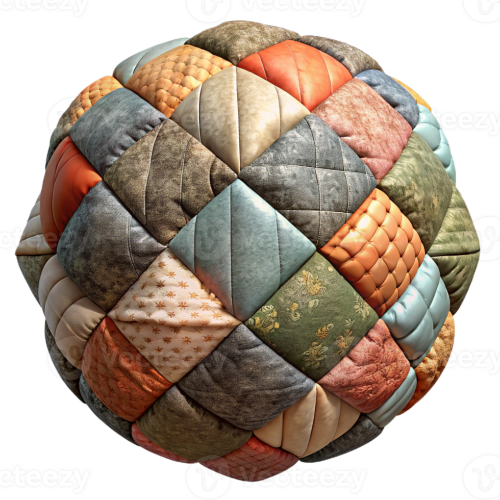 vibrant minimalist Recycled Fabric Scrap Quilt Patchwork Design Isolated high resolution png