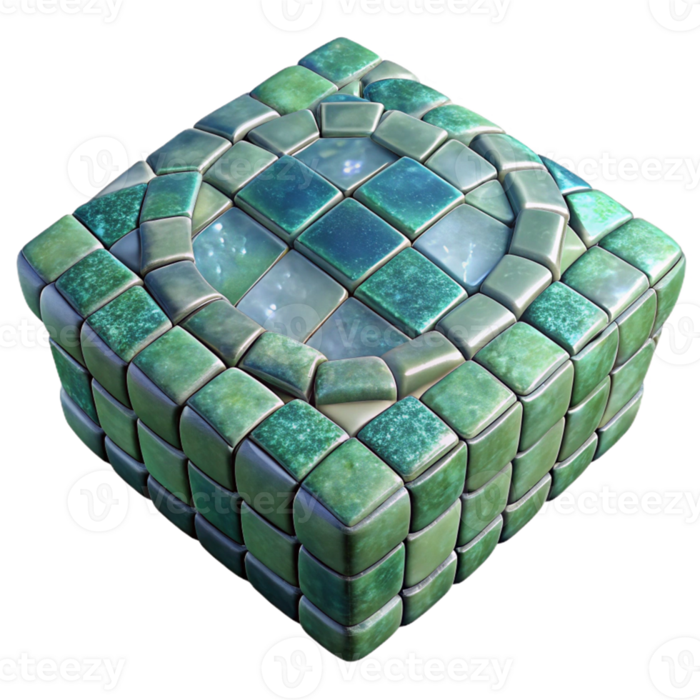 beautiful contemporary Recycled Glass Mosaic Tile Isolated on Transparent Background genuine png