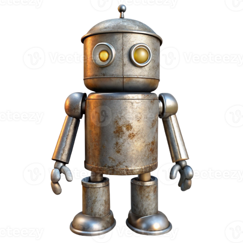 extraordinary vintage Recycled Metal Can Robot Sculpture Transparent exclusive png