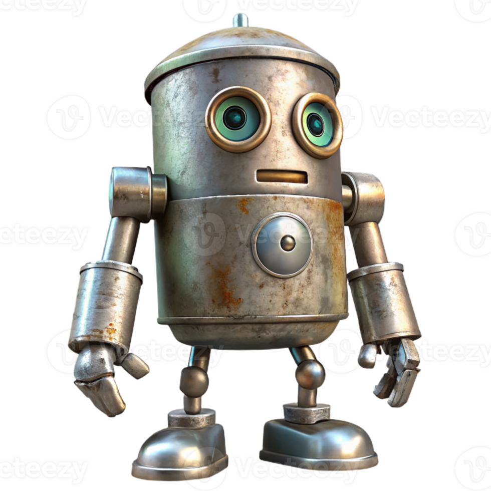 vibrant creative Recycled Metal Can Robot Sculpture Transparent high quality png