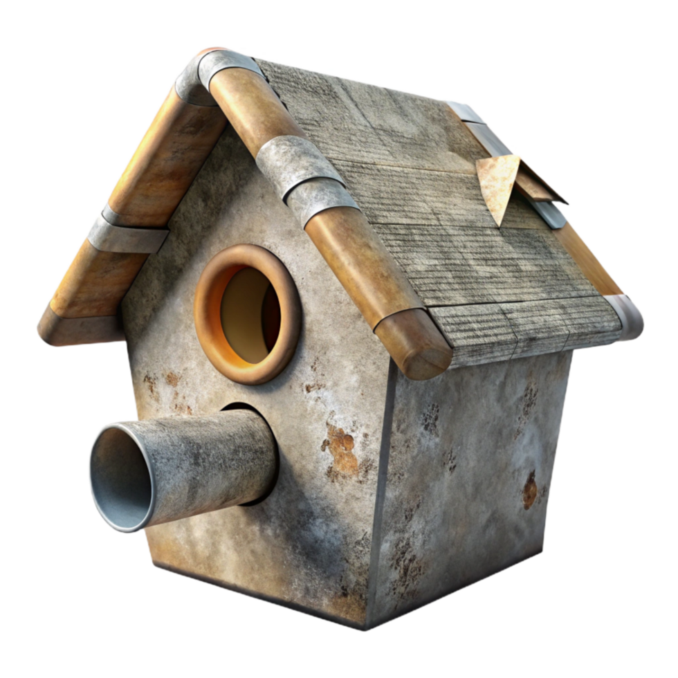 elegant vintage Recycled Newspaper Birdhouse Transparent Background detailed png