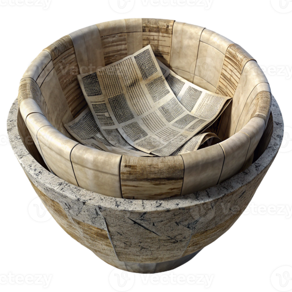 magnificent minimalist Recycled Newspaper Bowl Cutout Isolated png