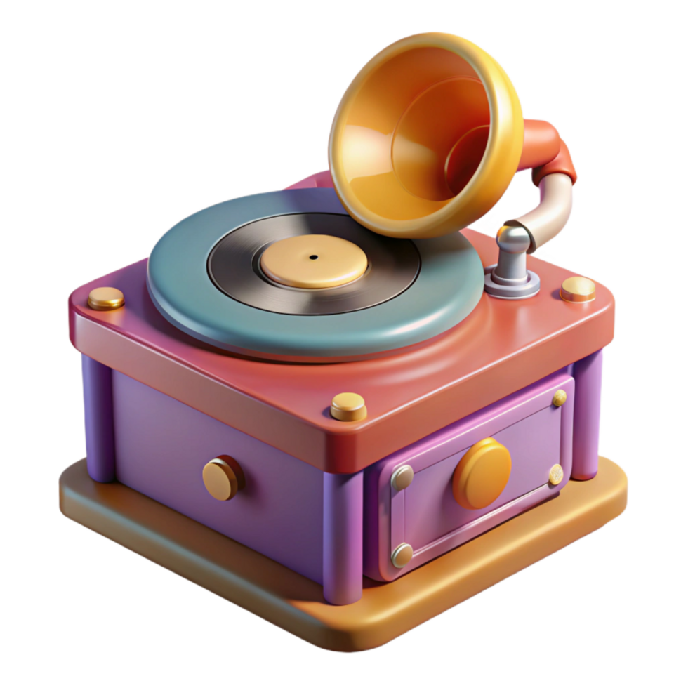 dramatic rustic Retro Record Player Isolated on Transparent Background original png