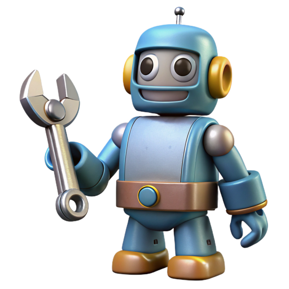magnificent rustic Retro Robot Holding Wrench Cutout Element high resolution png