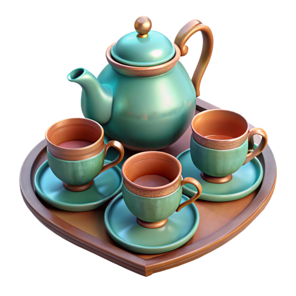 wonderful minimalist Retro Tea Set Complete Service Isolated high resolution png