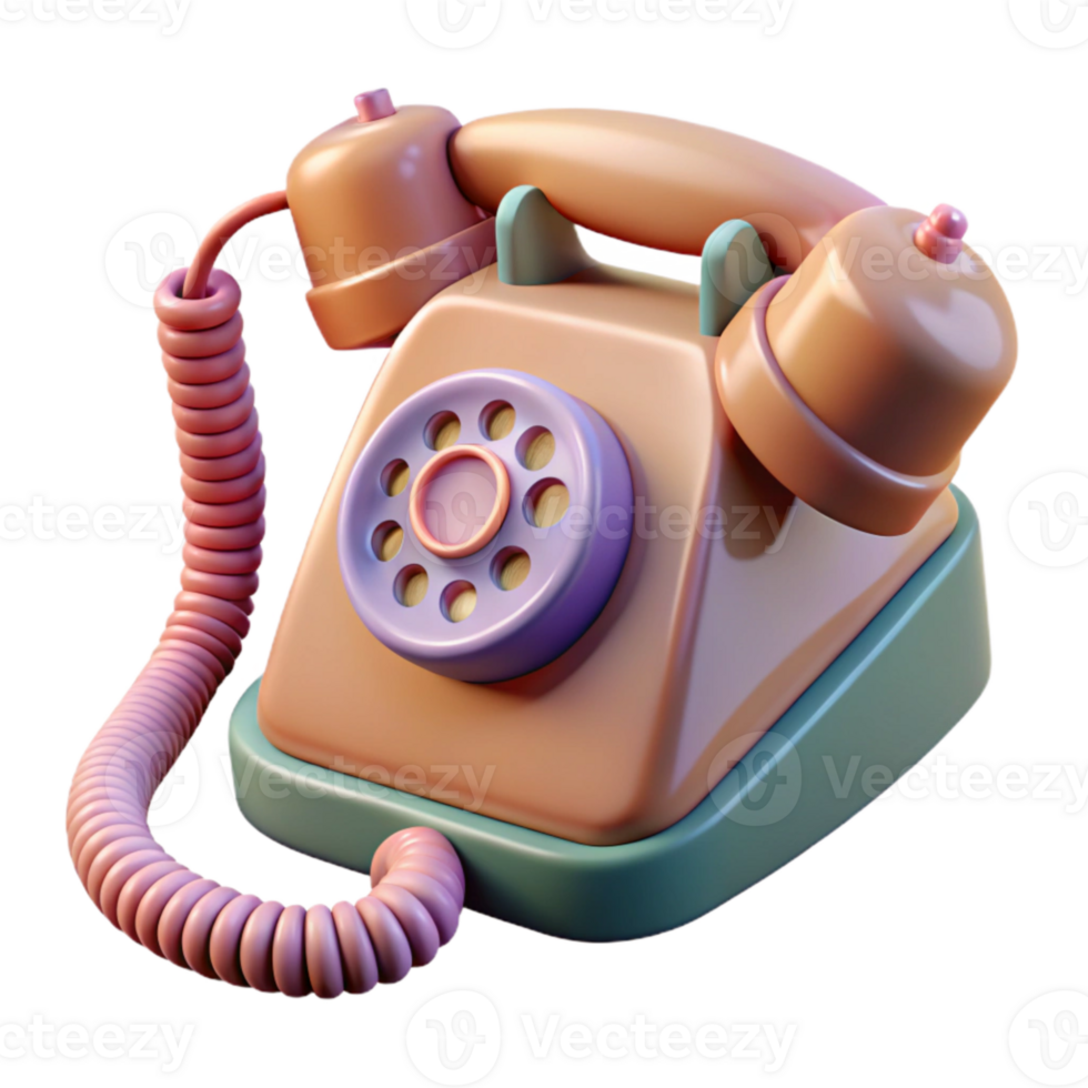 vibrant minimalist Retro Telephone with Long Cord Transparent png